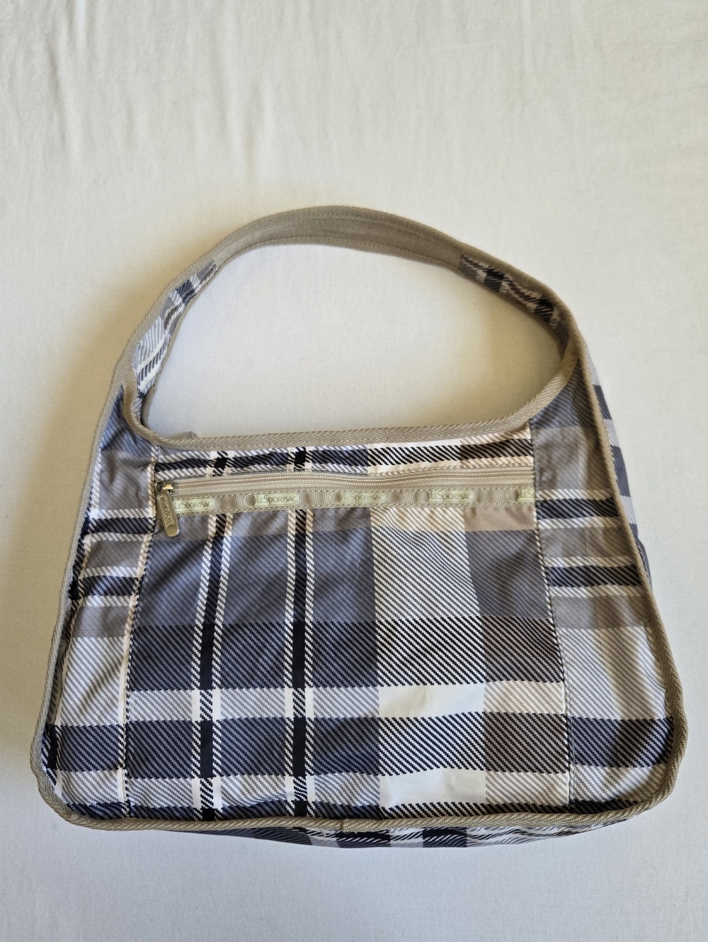 Lesportsac Plaid Hobo Shoulderbag Gray Tan Classic Timeless Preppy